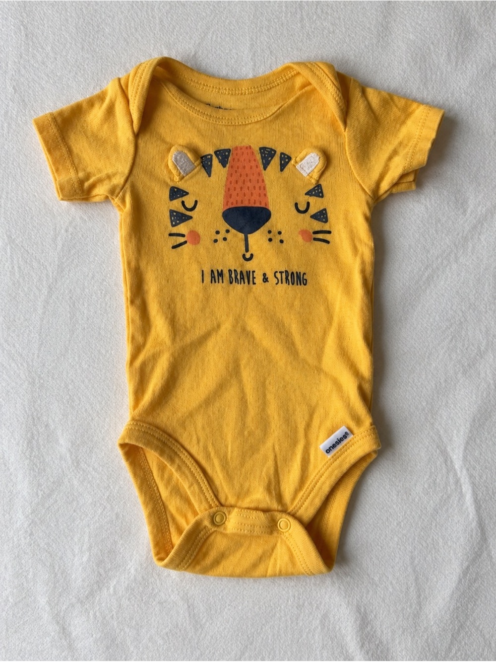 NWOT Gerber Yellow Tiger Graphic Baby Newborn One-Piece